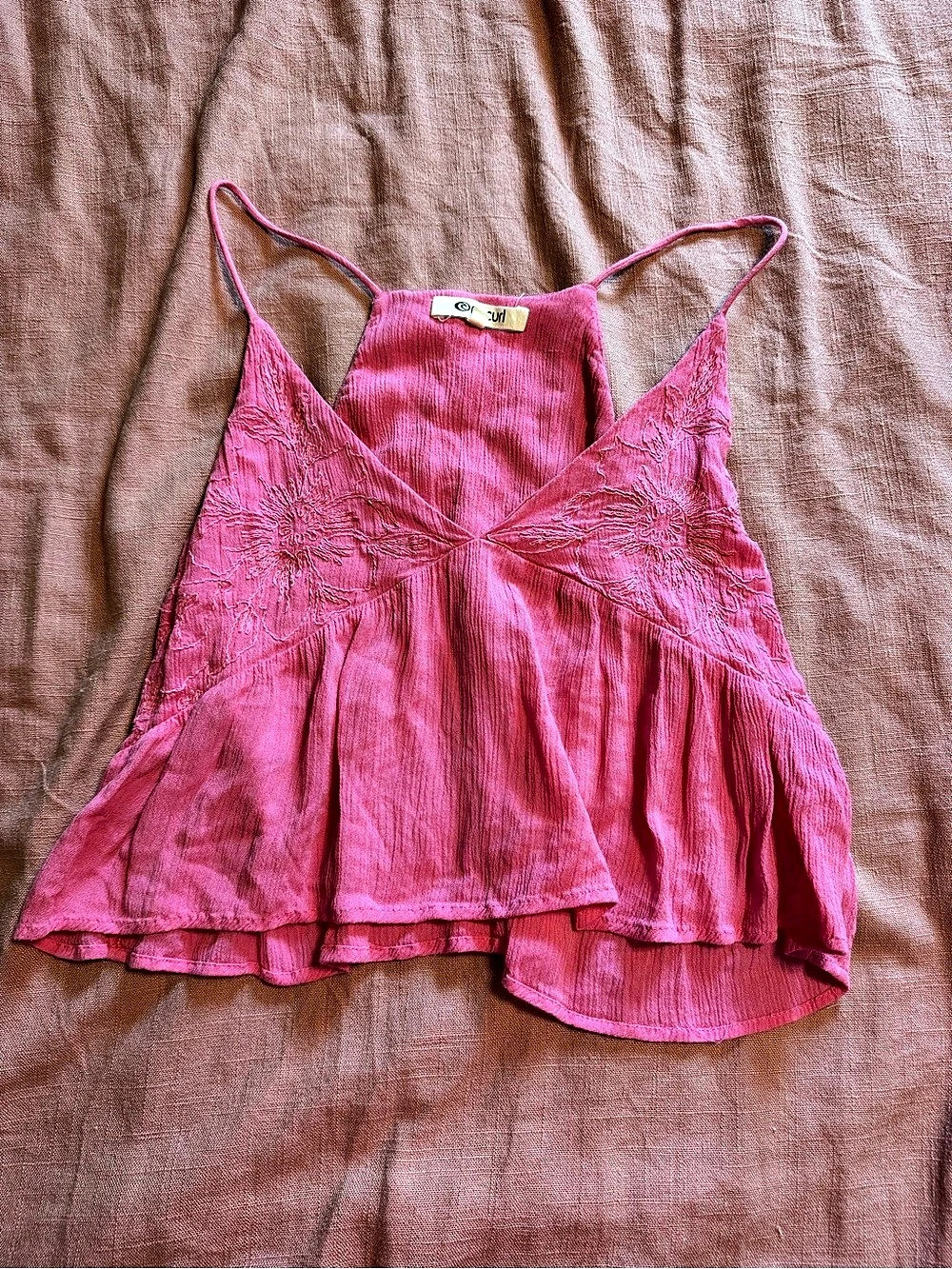 Rip Curl Vagabond Embroidery Tank Floral Cami Pink Small